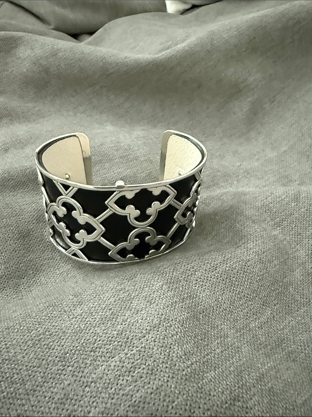 Brighton Black and Silver Open Cuff Bracelet & Silver Open Cuff Bracelet